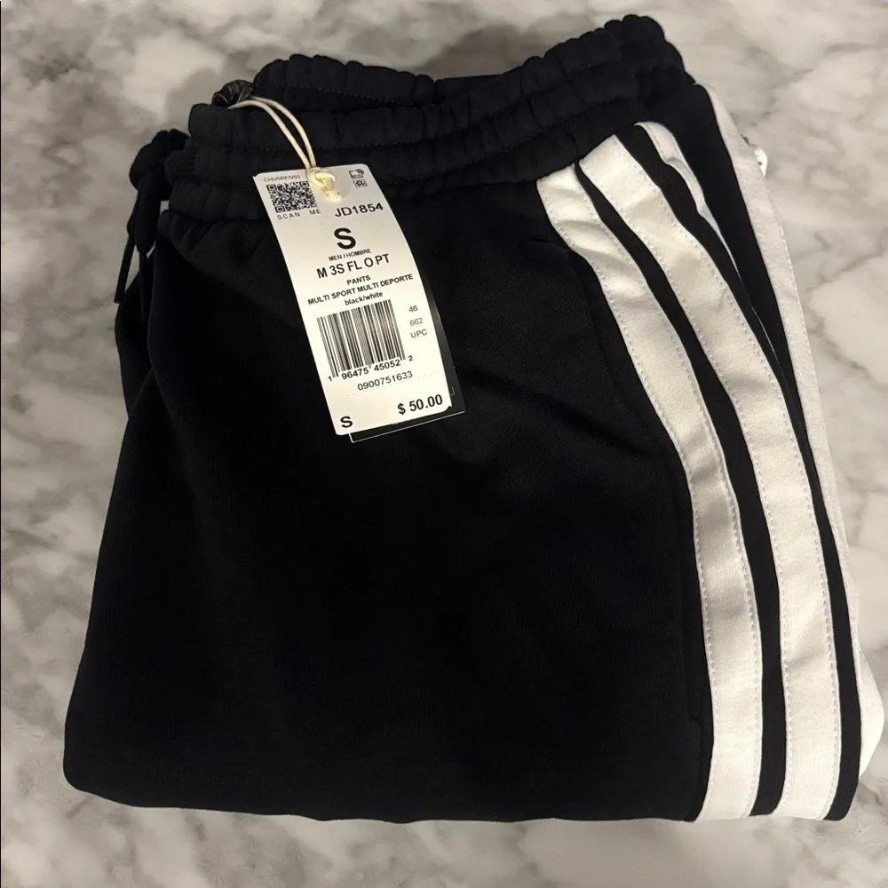 Adidas Black 3-Stripes open hem sweatpants